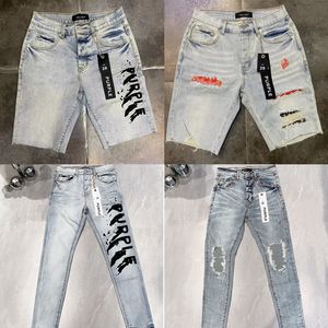 Designer di marchi viola maschili jeans viola cortometraggi hip hop casual ginocchio corto lenght jean abbigliamento 29-40 pantaloncini di alta qualità in denim regolare