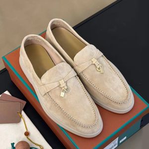 Çift Ayakkabı Yaz Takıları Süet Soafers Moccasins Brown Orijinal Deri Erkekler Sıradan Kayma Flats Kadın Tasarımcıları Giyim Ayakkabı Fabrikası Ayakkabı