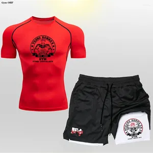 Shorts per camicia da uomo Shorts Shorts Shorts Set Men Boxing MMA RashGuard Jiu Jitsu Gym Sport Running for Anime 2 in 1 Muay Thai Fightwear