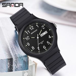 SANDA Brand Women Quartz Watches Minimalism Style Ladies Quartz Wristwatch Fashion Black White 50M Waterproof Watch Clock Reloj 240516