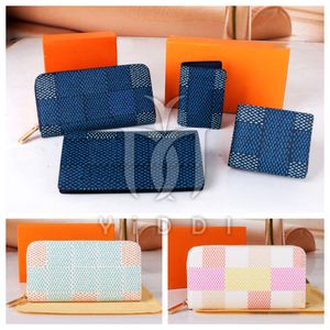 10A quality Luxury Women's Wallet Designer Cards Holder purses Long Zipper Wallet Women Fashion Colorful Plaid Wallet Clutch ID Credit Cards Holder Folding wallet