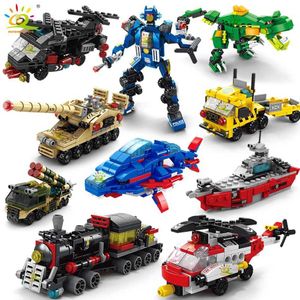 Block Huiqibao 6in1 Urban Engineering Vehicle Police Car Building Block Tank Helicopter Building Block Fire Kit Childrens Toys WX