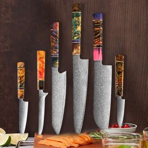 Damascus Steel Chef Suit Stable Wood Octagonal Handle Yusheng Cooking Knife