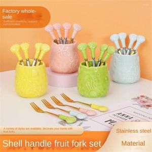 Forks 2 Pcs Fruit Fork Luxury Stainless Steel Gold Cake Dessert Lovely Mini Used For In Party Snail Restaurant