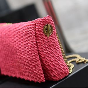 Pink designer bag straw bag chain shoulder bag woven beach bag purse crochet luxury handbag crossbody bag shopping totes womens purse clutch