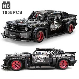 Block 1655 Technical 1 12 Ford Mustang Hoonicorn V2 Car Building Block Ken Roadster Assembly Block Car Toy Childrens Gift WX