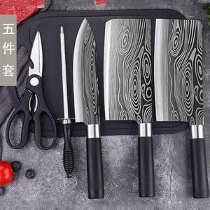 Damascus Housed Set Set Chef Stainless Stoning Flicing Bone Chopping Kitchen Kitch