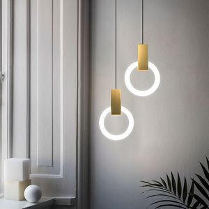 Nordiskt sovrum sovrum pendelljus modern metall silikon ring hanglamp för matsal bar gången trapp belysning fixtur