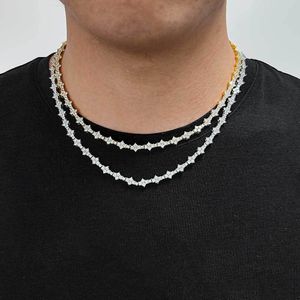 Циркон ожерелье хип -хоп 6,5 мм пружинная пряжка сетчатая сетчатая пряжка для ожерелья для мужчин и женщин -любителей для мужчин и женщин.