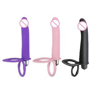 Podwójna penetracja wibrator Penis Penis Dildo Vibrator Pasek na wibracje penisa wibracja analna wtyczka seksuowa zabawka dla mężczyzn Para początkujących