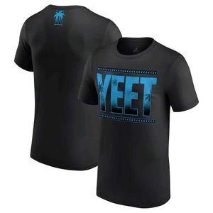 Men's T-Shirts Mens black Jey Uso Yeet T-shirt 2024 new mens childrens summer short sleeved oversized top Q240515