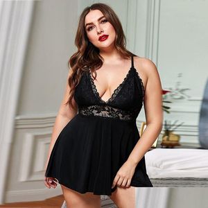 Andra trosor y Lingerie Fat Woman Big Size NightPress Suspender Lace Perspective Production No Take Off Dress Drop Delivery Apparel U ot3nm