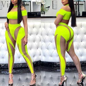Women's Jumpsuits Rompers Women Sexy Long Slve Shr Mesh Patchwork Bodycon Playsuit T240515