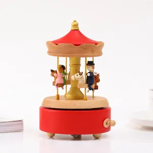 Dekorative Figuren Karussell Music Box Klassische Holzornamente für Office Home Tabletop