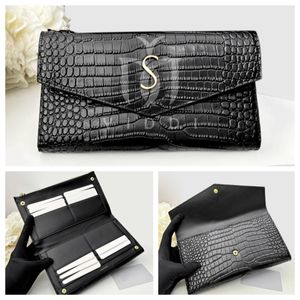 Top -Quality Womens Luxus Clutch Designer langer Geldbörse Mode Krokodil -Druck Leder Schlanke Brieftaschen Frauen Geschäfts Brieftasche Luxus Black ID Kreditkarten Halterbetreuer