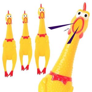 Kök spelar mat husdjur pressande leksak skrikande kyckling pressande ljud leksak tugga hållbart och intressant gul gummi ventilation tupp s24516
