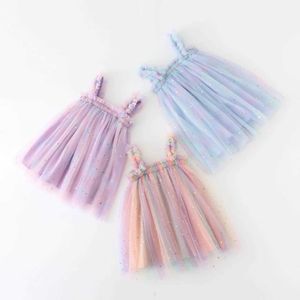 Abiti da ragazza Summer Preschool Girl Dress Abito da bambino Rainbow Giovalo sottile vestito dolce Dolce Girl HalloweenDress Abito a imbracatura