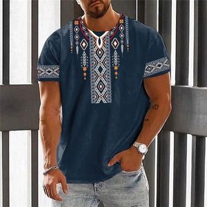Vintage ethnische T -Shirt 3D -Druckkleidung Oneck Männer übergroß