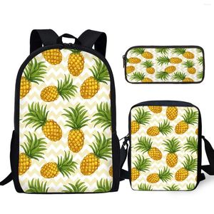 Herrtröjor Ananas 3D -tryckning Laptop Bag Student Lärbok Stor kapacitet Ryggsäck Messenger med dragkedja Casual Travel Pencil Fall