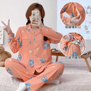 Sleep Lounge w ciąży damska piżama set damski karmienie piersią jesienna Opieka nad ciążą długotrwałe z rękawem Taras 3xl 4xl 5xl 6xl D240517