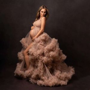 Maternity Dress for Photoshoot V Neck Ruffles Prom Gowns Pregnancy Babyshower Outfit Robe Evening Dresses