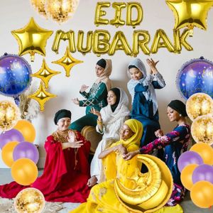 Parti Balonları 18 inç Eid Ramazan Mübarek Folyo Balonlar Dekorasyon Eid Mübarek Vektör İslam Ramazan Kareem Helyum Balon Parti Globos