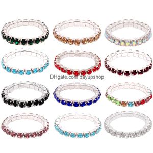 Anéis do dedo do pé 112 Cores Elastic Crystal Ring Misture Color Wholesale Lot Jewelry Pack Drop Drop OTU7F