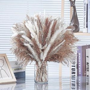 Dekorativa blommor 100st Natural Pampas Grass och 50cm Mix Bouquet | Torkad bröllop Boho hembordsdekor