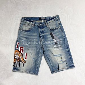 AM Designer Męskie Krótkie dżinsy Amiriris Dżinsowe spodnie Męskie dżinsy Hip Hop Shorts Straszne dżinsowe spodenki dżins 29-40 Rozmiar Wysokiej jakości szorty dżinsy
