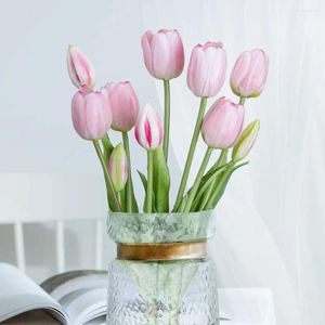 Flores decorativas 1 buquê 7 cabeças de tulipa artificial FALMA FALSA DE DECOR