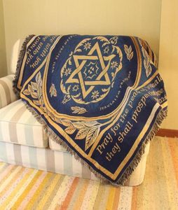 Sofá de sofá de casa Essie Israel Tapete de tapete de algodão Jacquard Blanket Blue Sofa Decoração de tapeçaria de tapeçaria