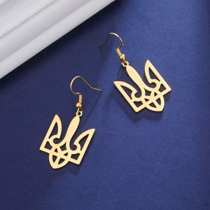 Tryzub Ukraine Drop For Women Vintage Ukrainian Symbol Stainless Steel Earrings Ethnic Jewelry Gifts Wholesale