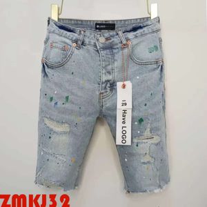 Purple Short Jeans Designer Jeans Shorts High Street Purple Brand Short Hip Hop Casual Short Knee Lenght Jean Clothing 29-40 Size High Quality Shorts Denim Jean 373