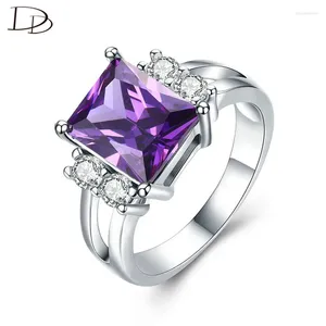 Cluster Rings High Quality Square Purple Stone Silvery For Women Gorgeous Wedding Anel Elegant Lady Wholesale Dd202