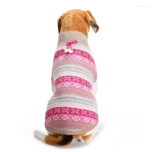 Dog Apparel Autumn/winter Wool Pet Sweaters Cute Christmas Flower Pattern Knitting Sweater For Medium And Big Clothes(pink)