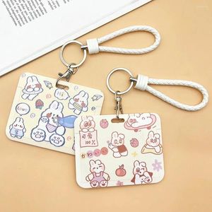 Card Holders Cartoon Bear Holder Students Bus Case Credit ID Cover Animals Lanyard Keychains Storage