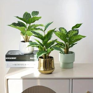 Flores decorativas plantas verdes simuladas decoração em casa árvores falsas jardim ao ar livre artificial