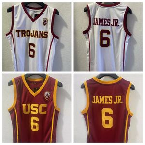 Męskie Bronny James Jr. USC Basketball Jersey Red White USC Trojans Trojans Jerseys zszyte rozmiar S-xxl 2024