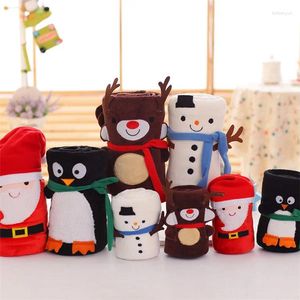 Coperte Carente Christmas Present Browt Coperte adorabile Babbo Natale Flanella Flanella Scialone portatile Anti-Pilling Cartoon Shawl