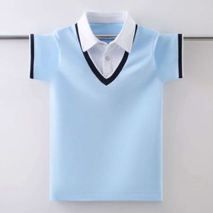 Kids Pure Cotton Polo Shirt Summer Fashion Child School Tymery Thirm for Teenager Boys 4-15 Years Tops L2405
