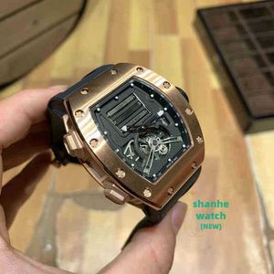 RM Watch Date Luxury Mens Mechanics Watch Wristwatch Wine Barrel RM69 Series Automatisk mekanisk rosguldfodral Black Tape Men