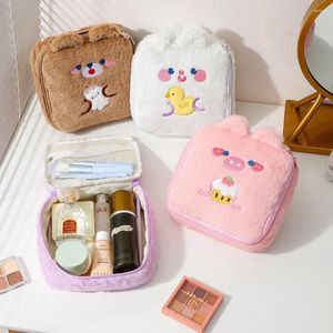 Torebki kosmetyczne kawaii zwierzę zwierzęta makijaż torba Plush kwadrat duży pojemność przenośna podróżna torebka do przechowywania