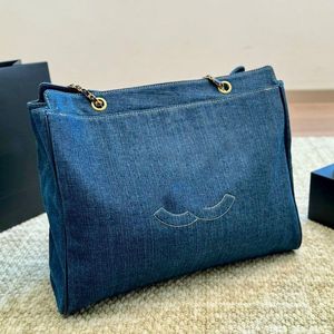 10a модель дизайнерская цепочка женская холст панель панель сумочка для джинсовой сумки сумки пляж Классическая сумочка большая мощность Tote 41M Denim svbb