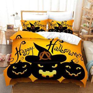 Sängkläder uppsättningar aggcual halloween set lyx barn polyester hem söt pumpa lykta säng täcker full storlek textil dekoration