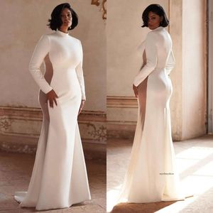 Milla Nova Mermaid Dresses Plus Size for Black Girl High Neck Wedding Dress Lengusion Illusion Side Wedding Bridal Gowns 0516