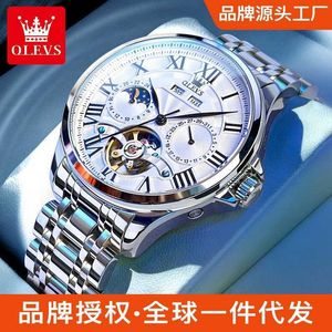 Prominente Bestätigung von Olysys Brand Watch Luminous Hollow Lourbillon Multifunktional mechanische Herren