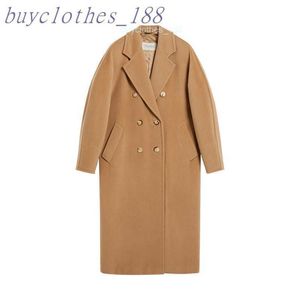 Women's Mid-length Trench Coat Maxmaras Wool Blend Coat Italian Brand Women's Luxury Coat High Quality Cashmere Coat 3qhs