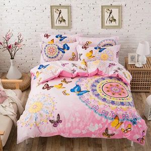 Bedding Sets Unihome Cotton Bohemian Boho Style Pink Butterfly Conjunto de borboleta Girlsbutterfly Print Print Giraffe Duvet Capa de cama de cama de cama