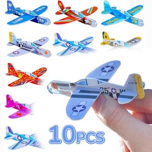Other Toys 10-1Pcs Mini DIY Hand Throwing Glider Aircraft Childrens Game Toys foam Aircraft Party Preferential Gifts Outdoor Launcher Fighter Toys S245163 S245163