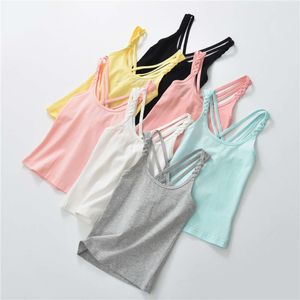 Sommer-Tanktops für Mädchen Süßigkeiten Farbe Kinder Unterwäsche Teen Kleidung Baumwollkinder T-Shirts 1-14 Jahre Camisole Baby Unterhemd L2405